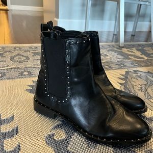 RENVY Black Leather Studden Chelsea Boots, size 10.5